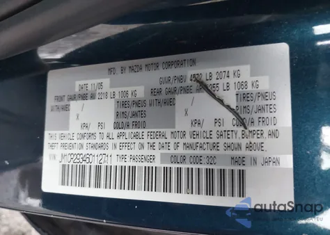 2006 Mazda Mazda5 Sport from USA, damaged, VIN JM1CR293460112711